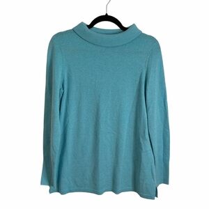 Talbots Tiffany Blue Mock Neck 100% Cashmere Pullover Sweater Womens Size MP